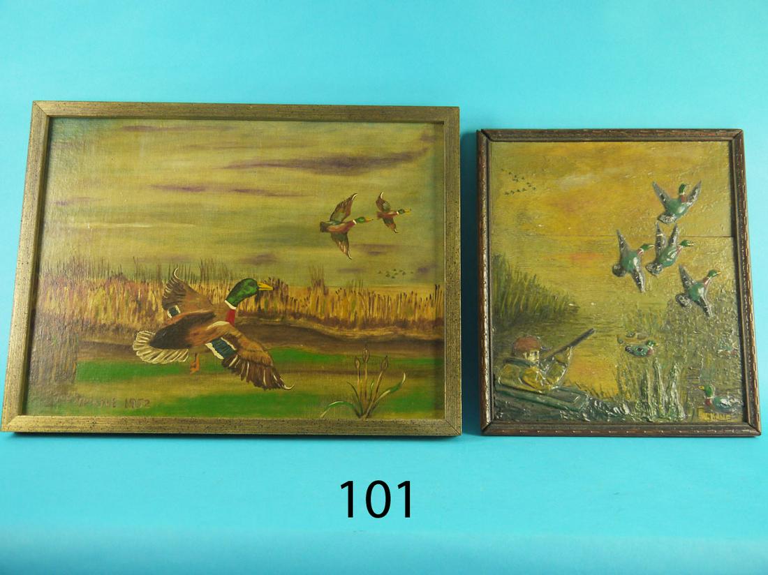 O/B, MALLARDS, J. SPRAGUE/WOOD RELIEF - HUNTER WITH (1 of 1)