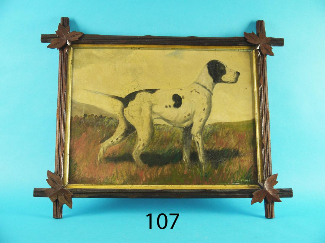 OIL ON BOARD, POINTER, V. WOOD (1 of 1)
