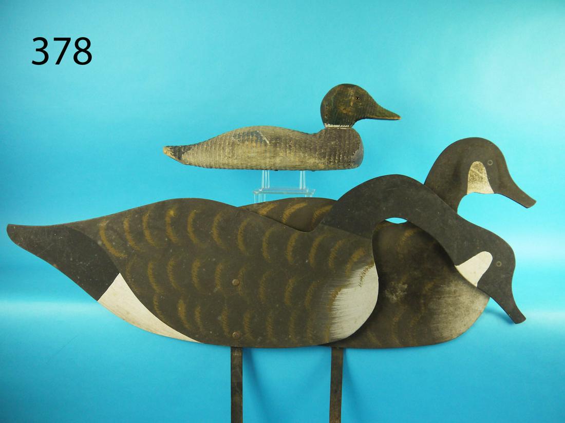 TWO CANADA GOOSE SILHOUETTES/ANIMAL TRAP MALLARD (1 of 1)