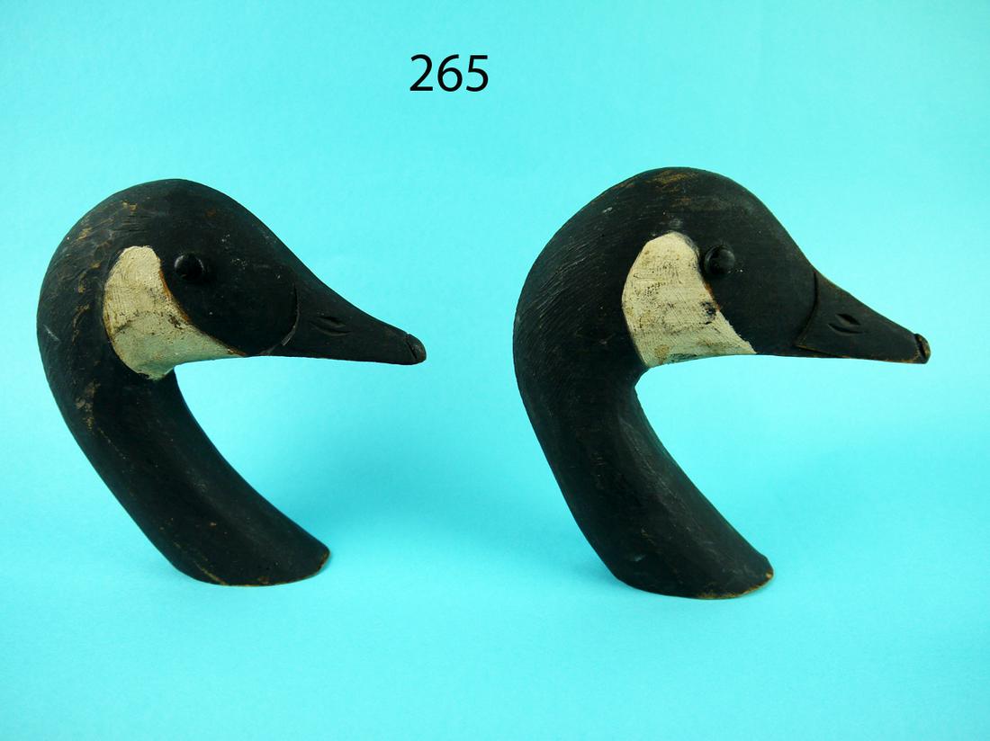 TWO CARVED CANADA GOOSE HEADS, A.E. CROWELL (1 of 3)
