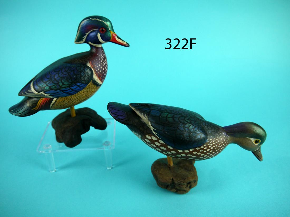 MINIATURE STANDING WOOD DUCK PAIR, J. WOOD (1 of 4)