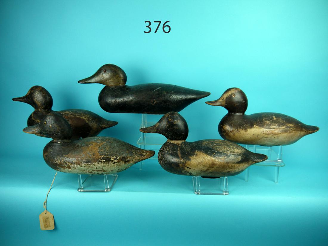 GROUP OF FIVE MASON DECOYS (1 of 2)