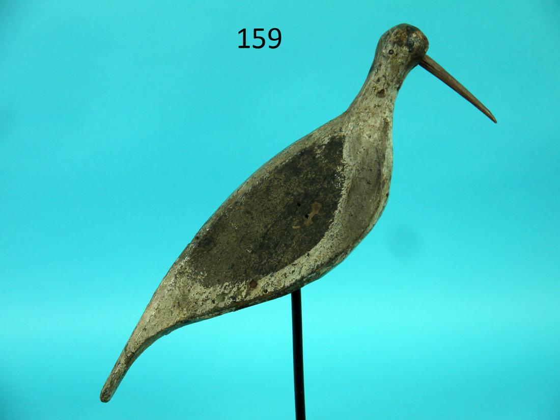 YELLOWLEG, SOUTH JERSEY: EARLY YELLOWLEGS, South Jersey. Weathered original paint and good structural condition. Some shot scarring to right side. Bill probably a replacement fastened with two nails. Head with check at base o