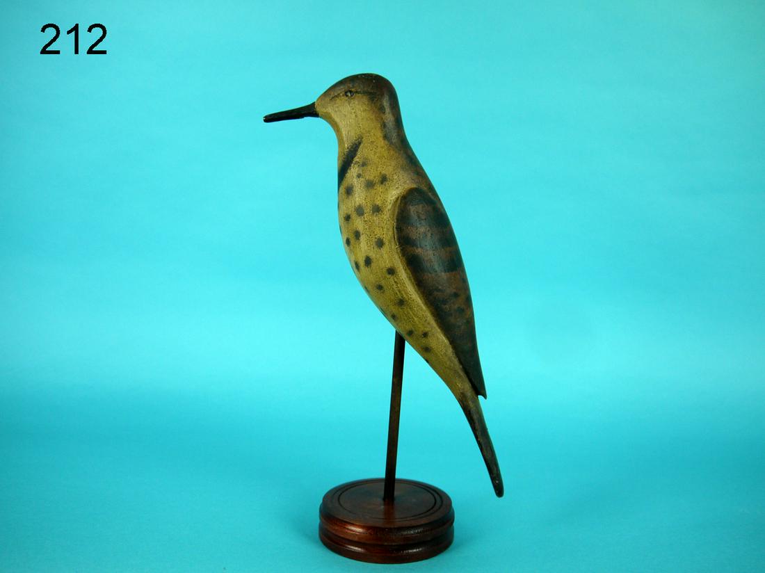 FOLK ART FLICKER, K. KIRBY: FOLK ART FLICKER by Ken Kirby, Little Egg Harbor, NJ. Excellent antiqued original paint and structural condition. Relief-carved wing detail. Painted feather work to back and breast. Retains original b