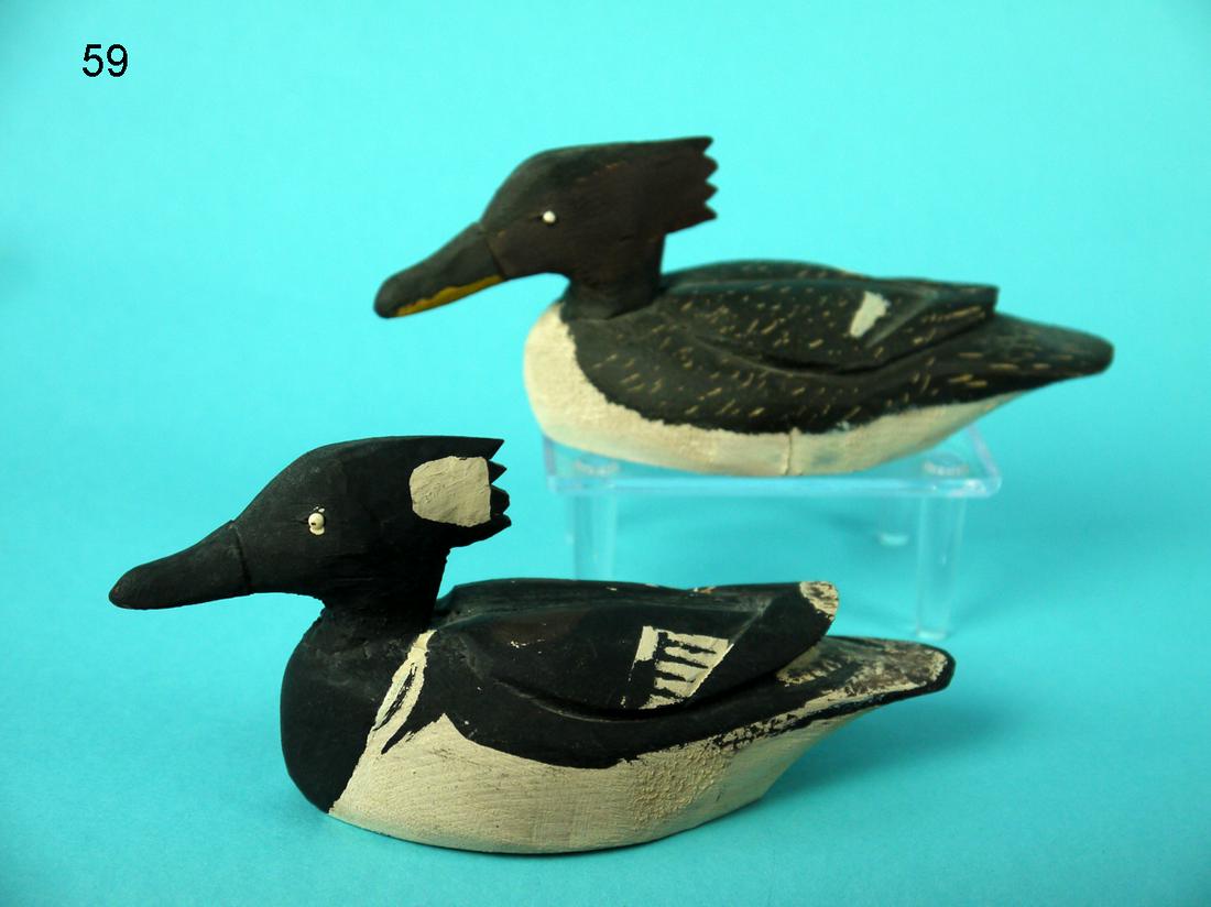 MINIATURE HOODED MERGANSER PAIR, M. HANCOCK (1 of 4)