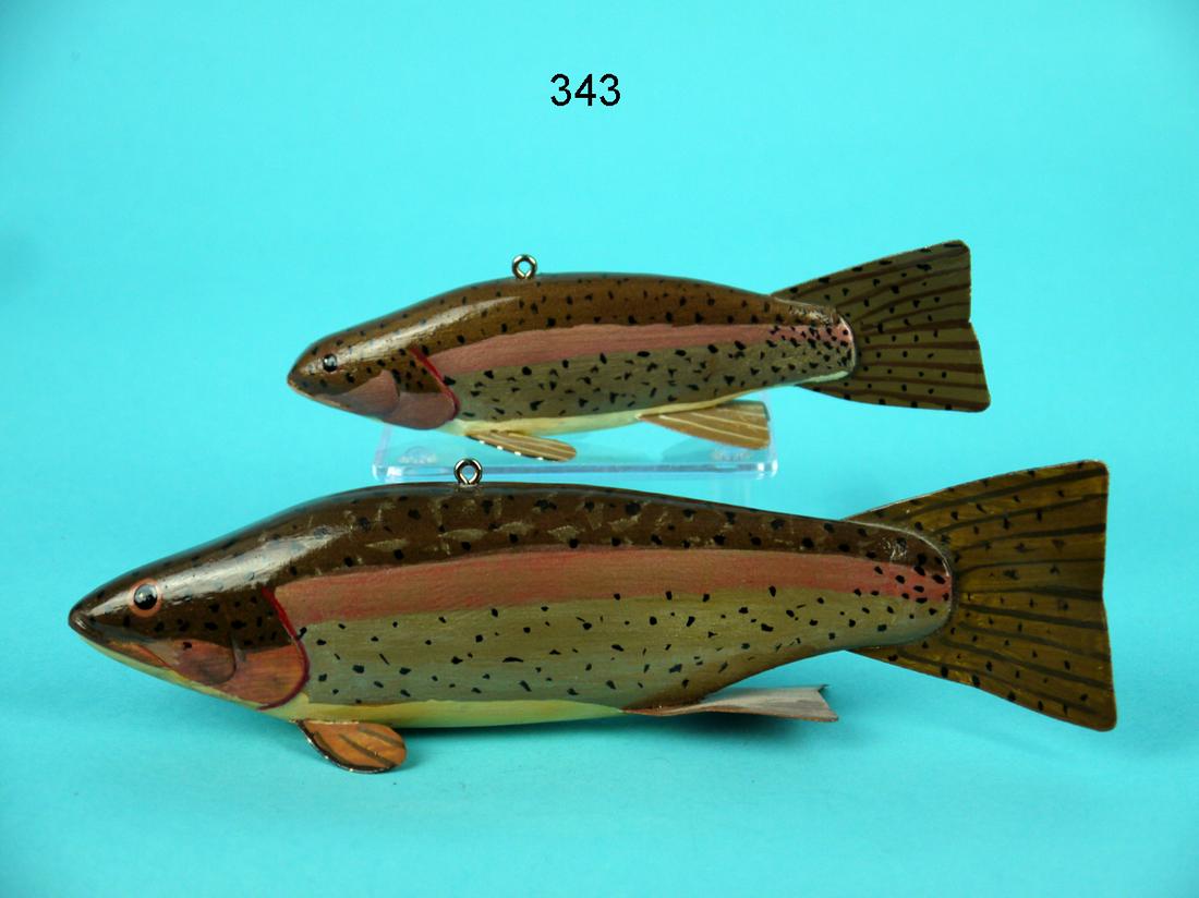 TWO TROUT SPEAR FISHING DECOYS, J. FAIRFIELD (1 of 3)