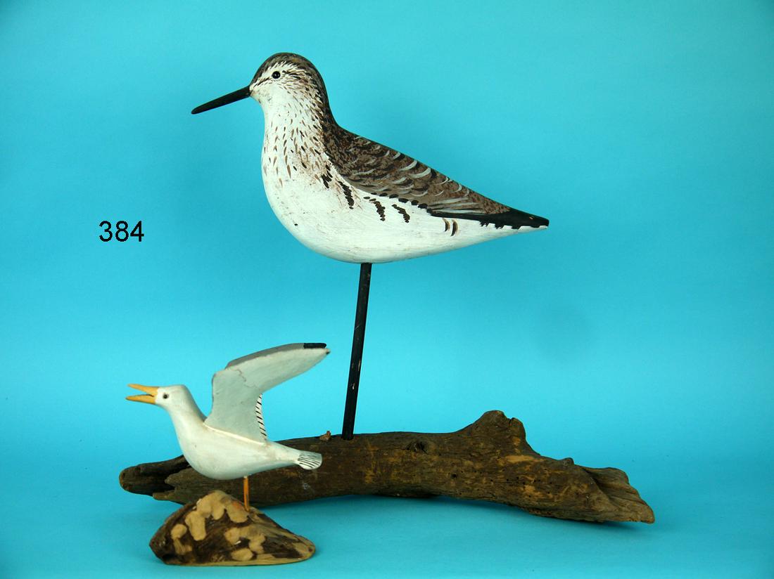 FLATTY YELLOWLEG, A. HILLMAN/MINI GULL, T. RICHARDS: YELLOWLEGS FLATTY by Anthony Hillman, Seaville, NJ. Very good original paint with some minor scuffs. Very good structural condition. Retains glass eyes and original bill. Paint ticking detail to head 