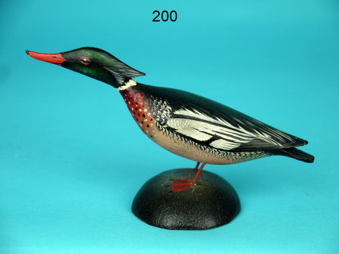 MINIATURE RED-BREASTED MERGANSER DRAKE, A.E. CROWELL (1 of 4)
