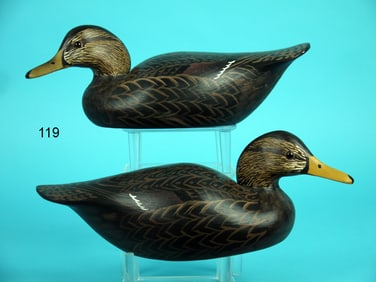 MINIATURE BLACK DUCK PAIR, W. CRANMER