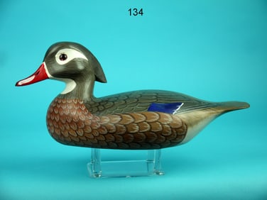 ONE-THIRD SIZE WOOD DUCK HEN, H.V. SHOURDS