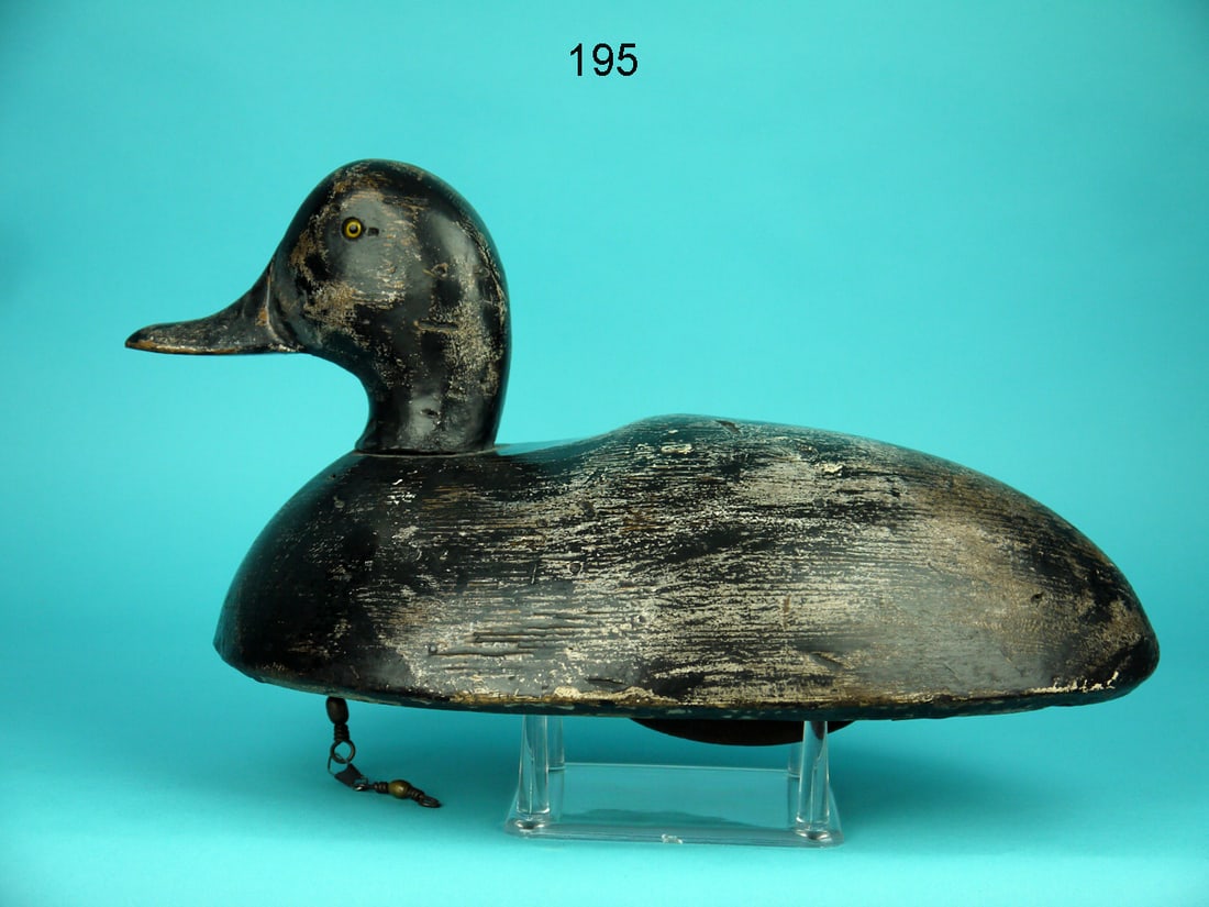 BLUEBILL DRAKE, F. PLICHTA: BLUEBILL DRAKE by Fred Plichta, Detroit, MI. Working paint and good structural condition with in-use wear. Lightly hit by shot. Retain rigging and weight. Overall length is approximately 15 inches. 15