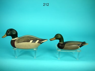TWO MINIATURE MALLARD DRAKES