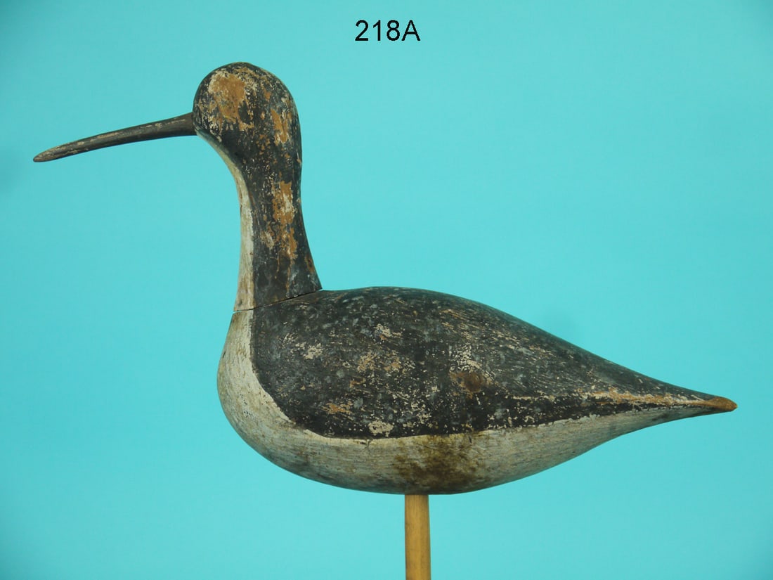 EARLY YELLOWLEGS: EARLY YELLOWLEGS by an unknown carver. Nice dry original paint and very good structural condition. Some in-use wear and flaking to paint. Some discoloration near placement hole and tail tip. Bill spli