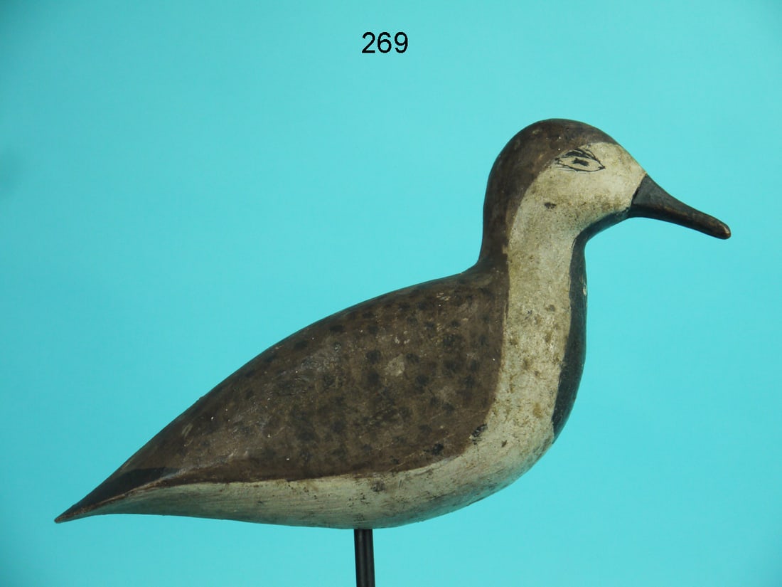 BLACK-BELLIED PLOVER, MULLICA RIVER: BLACK-BELLIED PLOVER, unknown carver, Mullica River, NJ. Very good original paint and structural condition. Solid construction. Spotted painted feather work to back and wings. Unique painted eye detai
