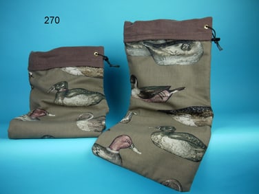 TWO HANDMADE DECOY CARRY BAGS