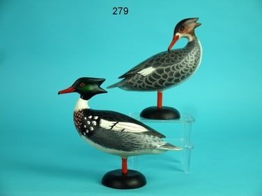 MINIATURE RED-BREASTED MERGANSER PAIR, J. WOOD