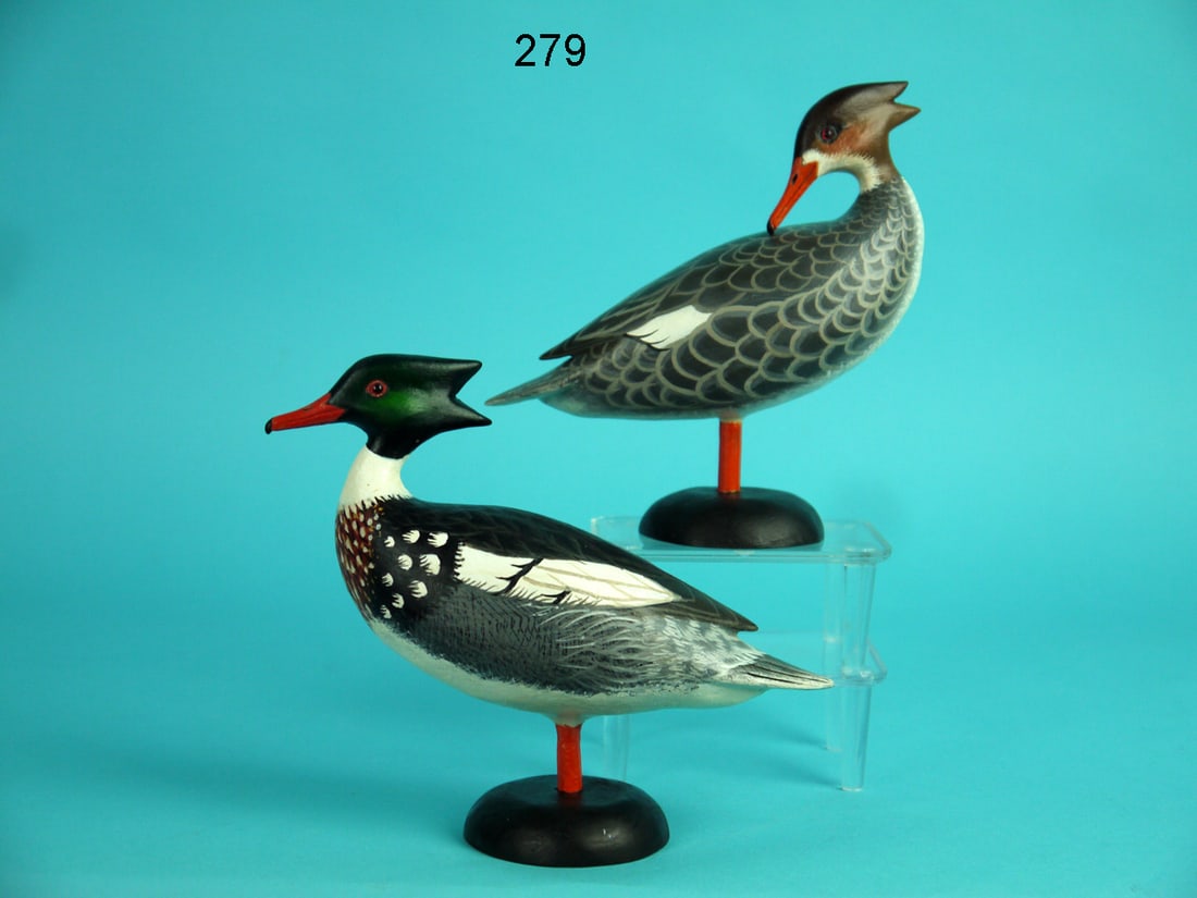 MINIATURE RED-BREASTED MERGANSER PAIR, J. WOOD (1 of 4)