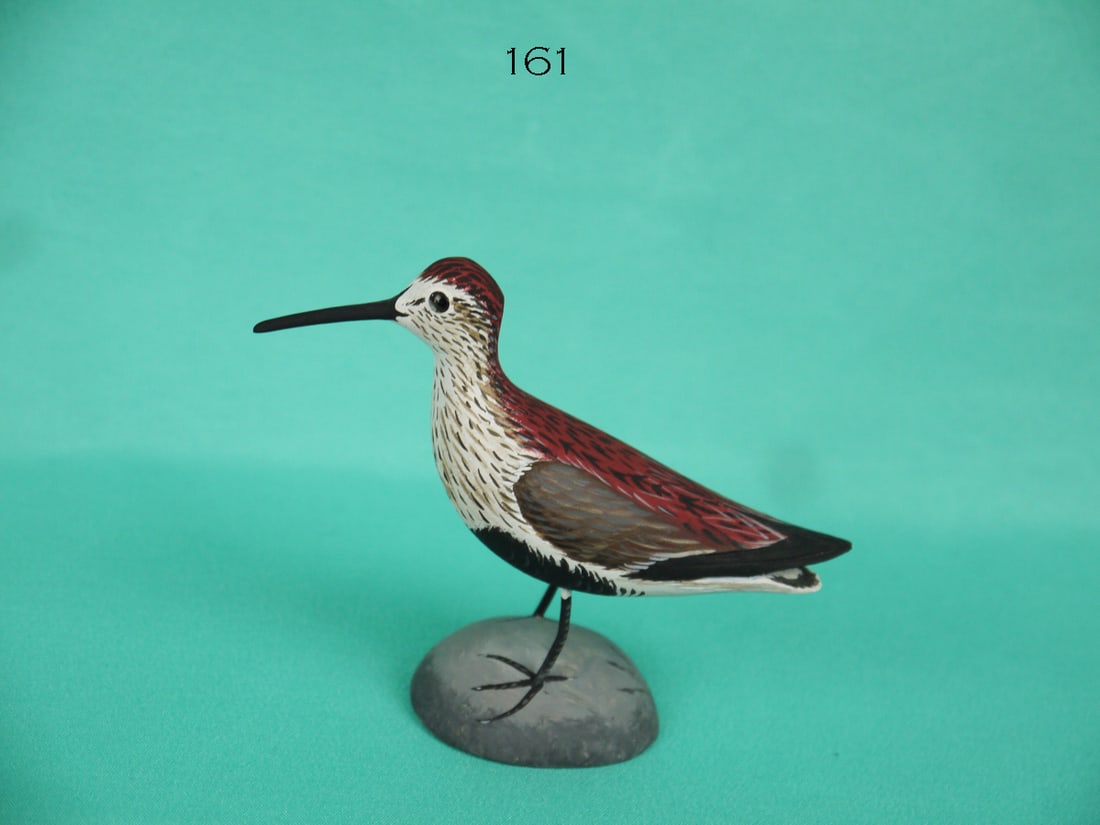 DUNLIN, A. HILLMAN: DUNLIN by Anthony Hillman, Cape May, NJ. Excellent original paint and structural condition. Crowell style with detailed painted feather work to back and breast. Carved wing tips and split-tail carving