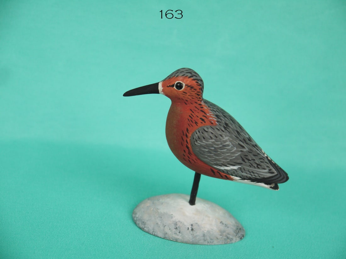 CURLEW SANDPIPER, A. HILLMAN: CURLEW SANDPIPER by Anthony Hillman, Cape May, NJ. Excellent original paint and structural condition. Detailed painted feather work overall and split-tail carving. Retains tiny bead eyes. Mounted atop
