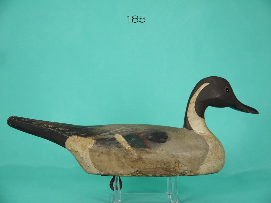 PINTAIL DRAKE, WEST COAST: PINTAIL DRAKE, probably California, in working paint with some original possibly visible. Good structural condition with some dents and loss to underside edge. Balsa construction. Slender neck and gla