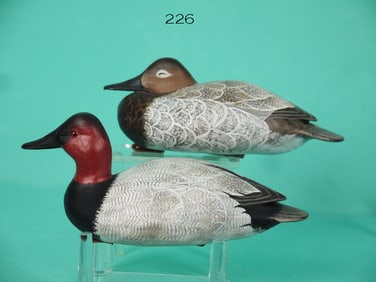 MINIATURE CANVASBACK PAIR, J. WOOD