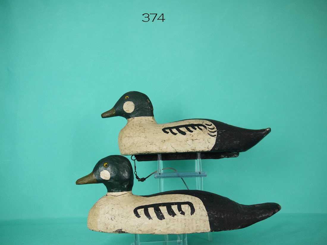 TWO GOLDENEYE DRAKES: TWO GOLDENEYE DRAKES in working paint and good structural condition with in-use wear. Overall length is approximately 15 inches. 75-100