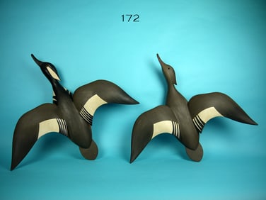 FLYING HOODED MERGANSER PAIR, J.P. HAND