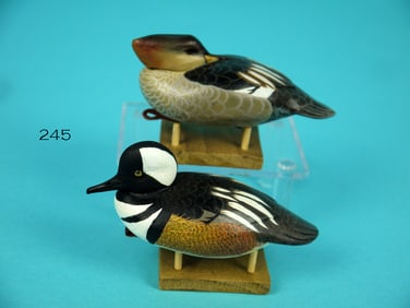 COCKTAIL SIZE HOODED MERGANSER PAIR, J. WOOD