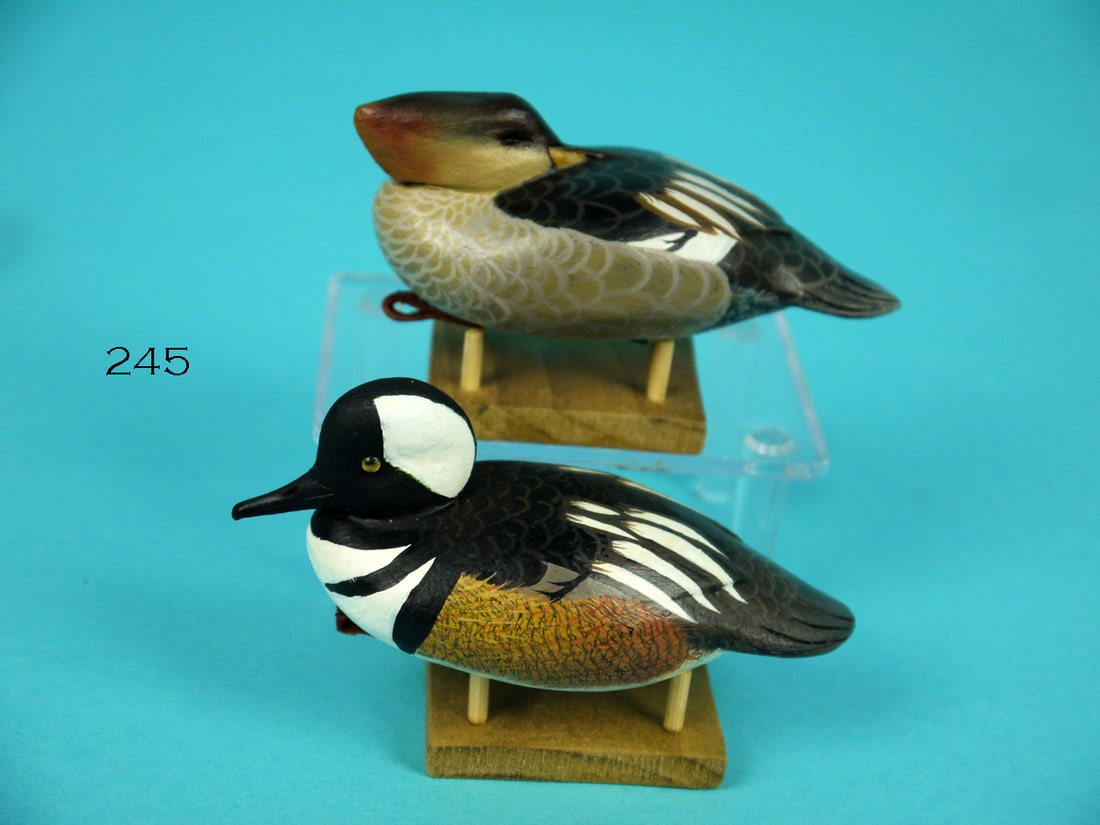 COCKTAIL SIZE HOODED MERGANSER PAIR, J. WOOD (1 of 4)