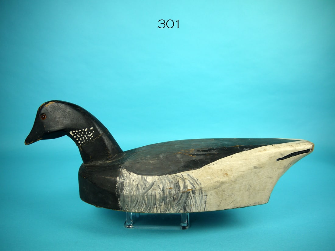 BRANT, E. REGN: BRANT by Ellwood Regn, Wall, NJ. Original paint with gunning wear and good structural condition. Tight crack in neck. Retains glass eyes and full keel. Signed by maker. EK carved in underside Overall 