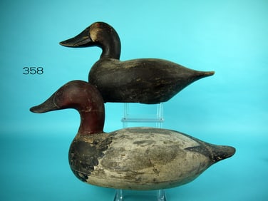 CANVASBACK DRAKE AND HEN, MASON