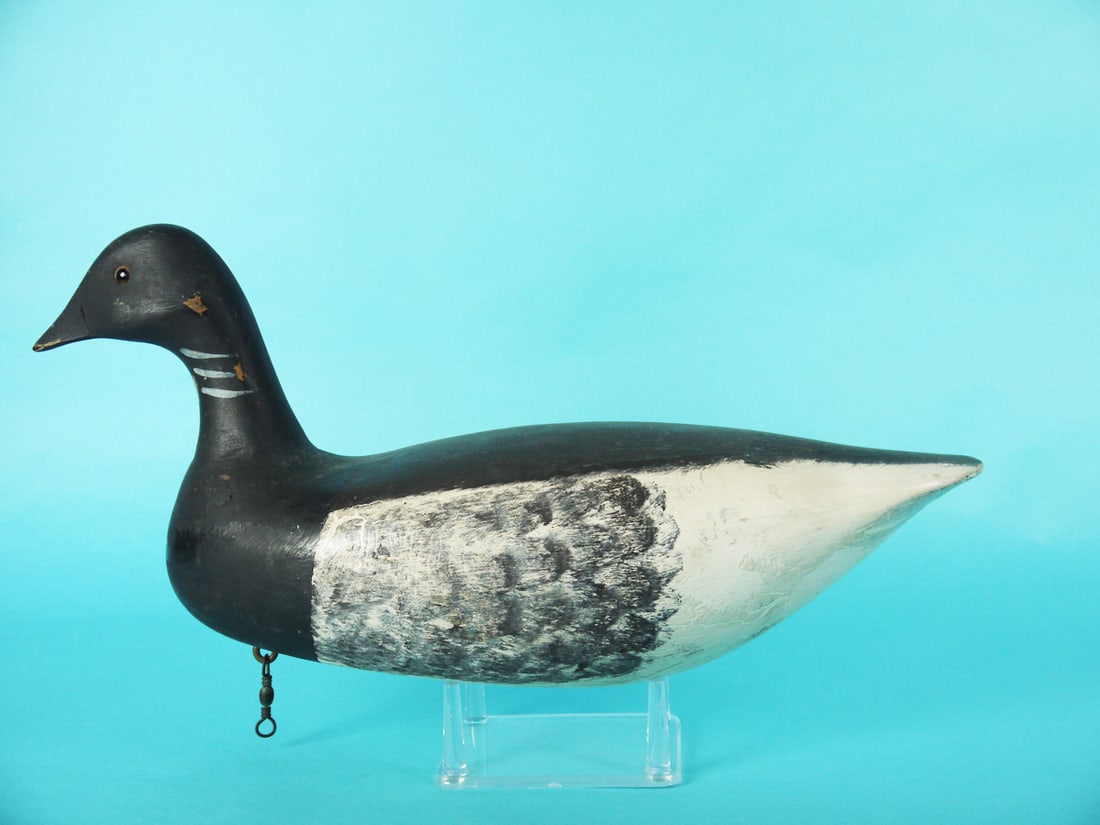 BRANT, C. BIRDSALL: BRANT by Charles R. Birdsall, Pt. Pleasant, NJ. Shourds model in original paint with in-use wear. Areas of sap bleed and crazing to body. Good structural condition. Hollow construction. Retains glass