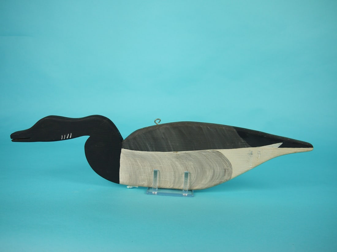 BRANT SILHOUETTE, H. CONKLIN: BRANT SILHOUETTE by Hurley Conklin, Manahawkin, NJ. Very good original paint and structural condition. Some paint shrinkage to white areas near tail. Two tiny screw indentations on back. Swimming mode