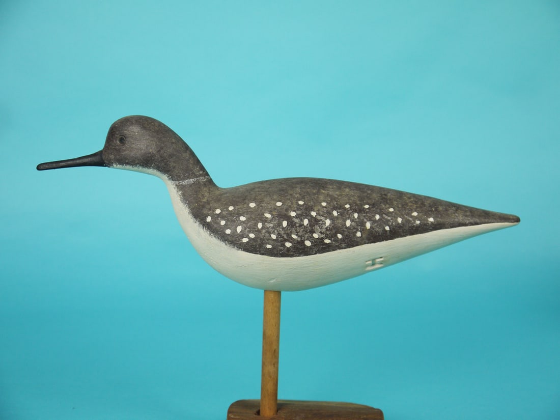 RUNNING YELLOWLEGS, H. CONKLILN: RUNNING YELLOWLEGS by Hurley Conklin, Manahawkin, NJ. Very good original paint and structural condition. Painted feather detail to back and head. Retains carved and painted eyes. Branded H.C. Overall