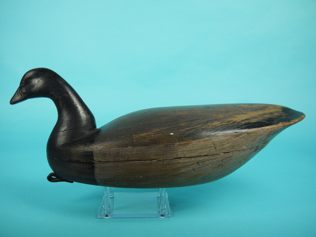 BRANT, H. GRANT: BRANT by Henry Grant, Parkertown, NJ. Working paint and good structural condition. Tight seam separation and secure neck crack near base. Hollow construction. Retains pad weight and rigging. Overall l