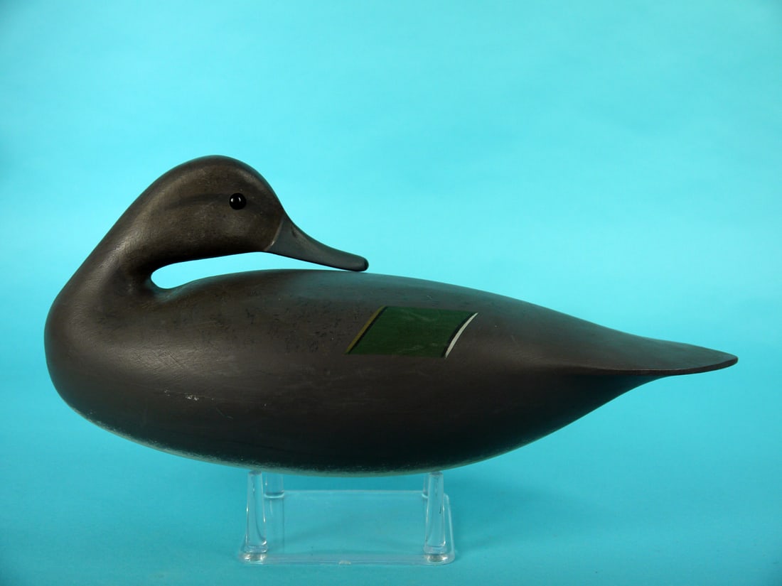 PINTAIL HEN, J. HAND: PINTAIL HEN by Jamie P. Hand, Cape May Court House, NJ. Very good original paint and structural condition. Hollow construction. Preening model with bill resting slightly above back. Retains glass