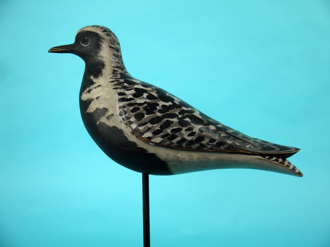 BLACK-BREASTED PLOVER, D. RHODES: BLACK BREAST PLOVER by Dave Rhodes, Absecon, NJ. Very good original paint with some rubs to edges. Very good structural condition. Relief-carved wings and raised wing tips. Head turned slightly left.