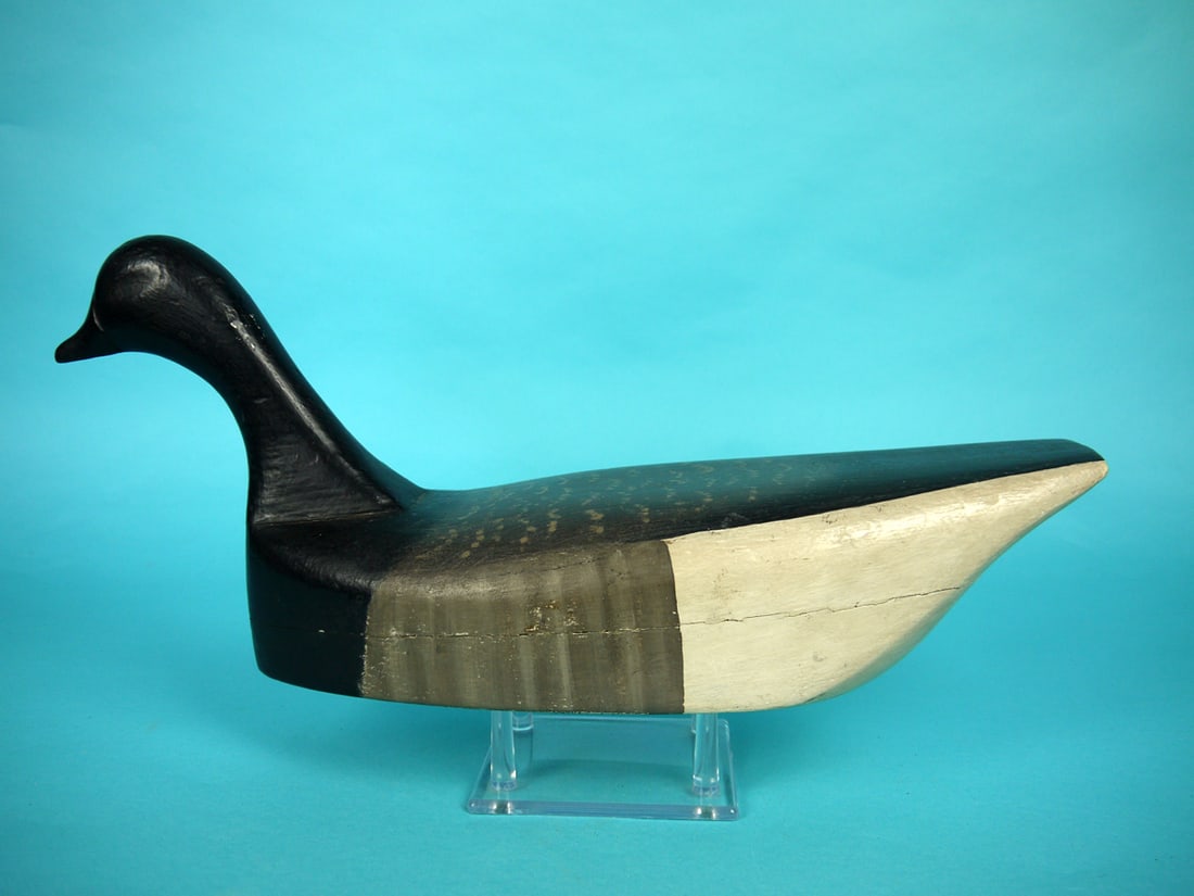 BRANT, C. SPRAGUE ATTRIB.: BRANT attributed to Chris Sprague, Beach Haven, N. Restored paint and very good structural condition. Hollow construction. Flat-bottom, swimming model. Retains pad weight. Overall length is