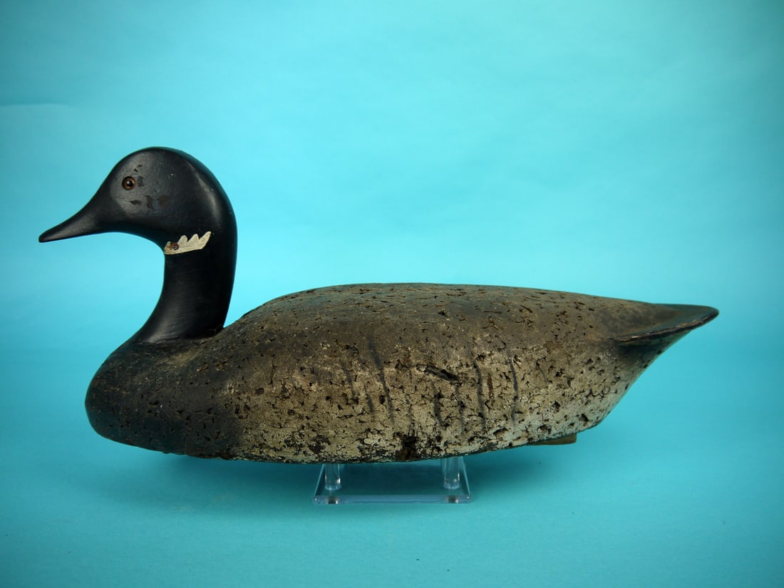 BRANT, LL BEAN: BRANT by the LL Bean Company, Freeport, ME. Very good original paint and structural condition with light in-use wear. Cork construction. Retains glass eyes and full keel. Branded RWH. Overall length