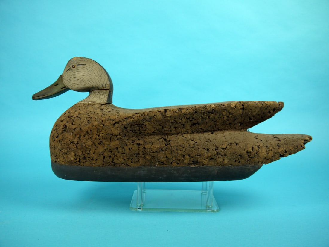 THREE BLACK DUCKS, C.R. MARTER: THREE BLACK DUCKS by Caleb Ridgway Marter, Burlington, NJ. Cork construction, two in good condition with areas of minor cork loss. One with damage to raised wing tips. All with tight neck cracks. All