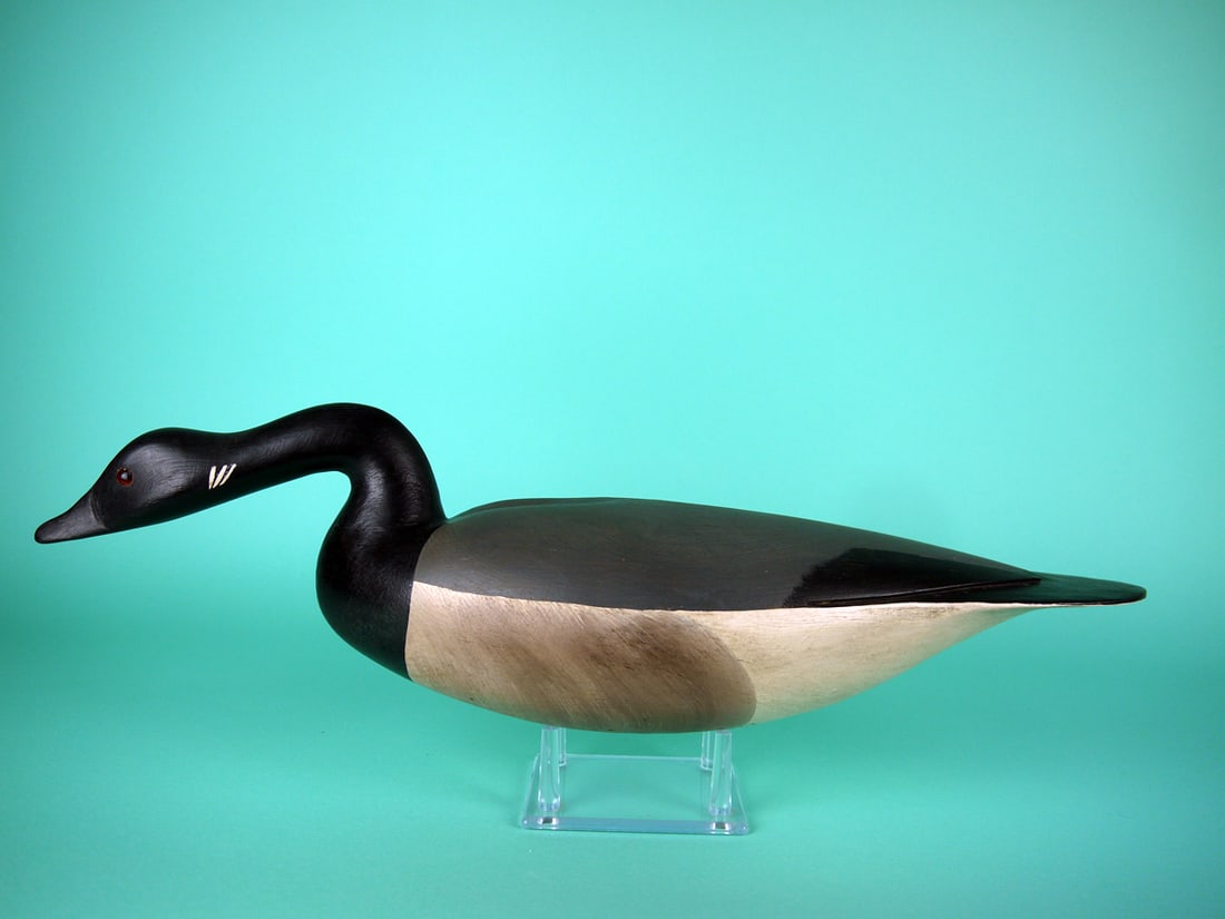 BRANT, H. CONKLIN: SWIMMING BRANT by Hurley Conklin, Manahawkin, NJ. Very good original paint and structural condition. Hollow construction. Ice groove detail to back with relief-carved wing tips. Retains oval inlet