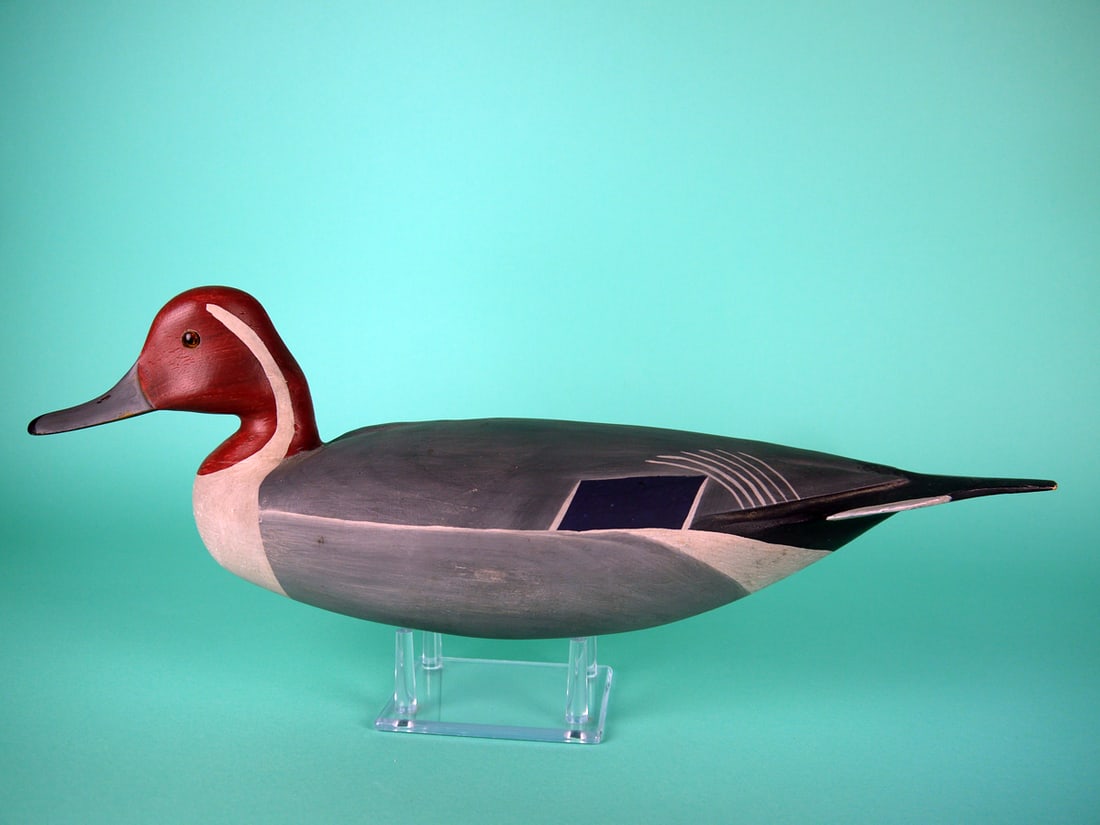PINTAIL DRAKE, H. CONKLIN: PINTAIL DRAKE by Hurley Conklin, Manahawkin, NJ. Very good original paint and structural condition. Hollow construction. Carved ice groove detail and relief-carved wing tips. Head is slightly turned