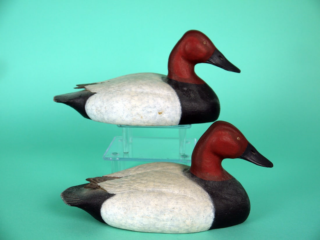 TWO ONE-THIRD SIZE CANVASBACK DRAKES, M. HAGER - 2