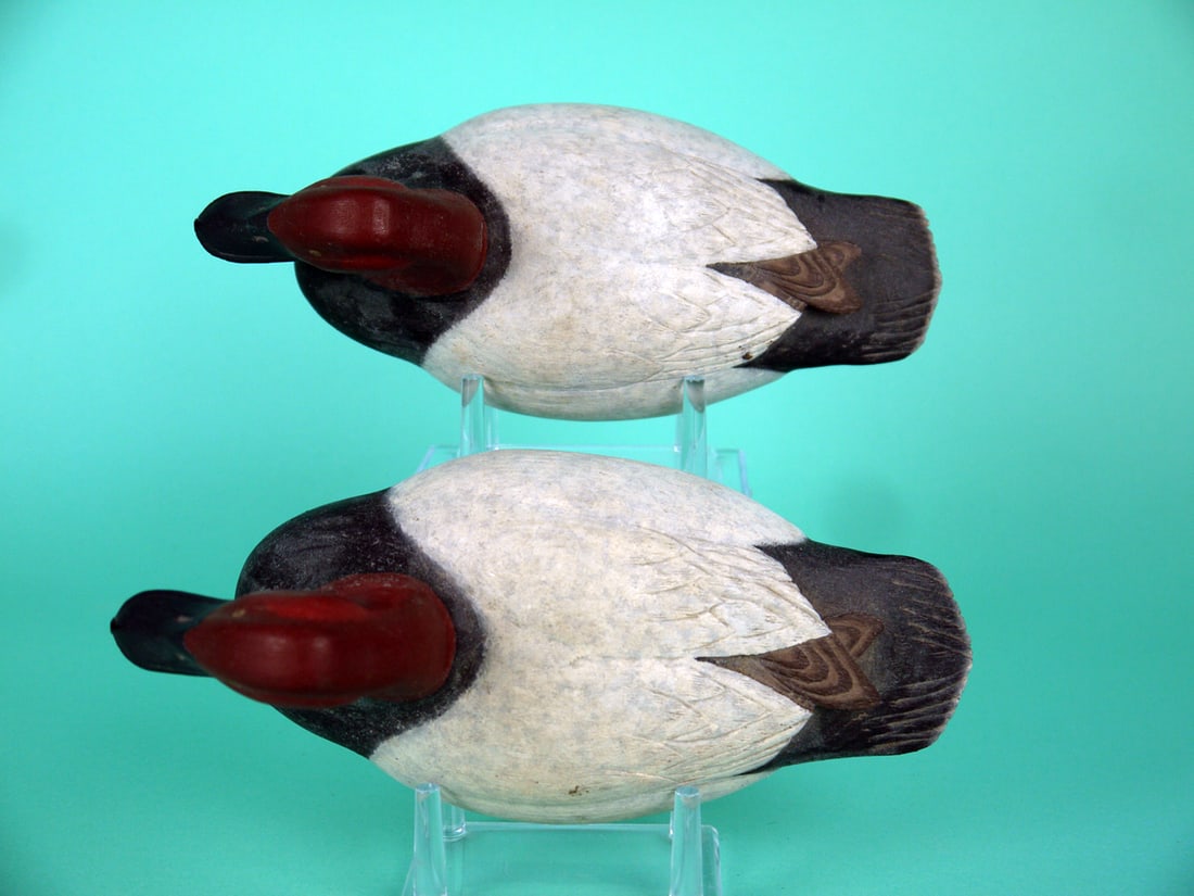 TWO ONE-THIRD SIZE CANVASBACK DRAKES, M. HAGER - 3