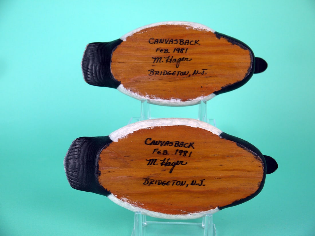 TWO ONE-THIRD SIZE CANVASBACK DRAKES, M. HAGER - 4