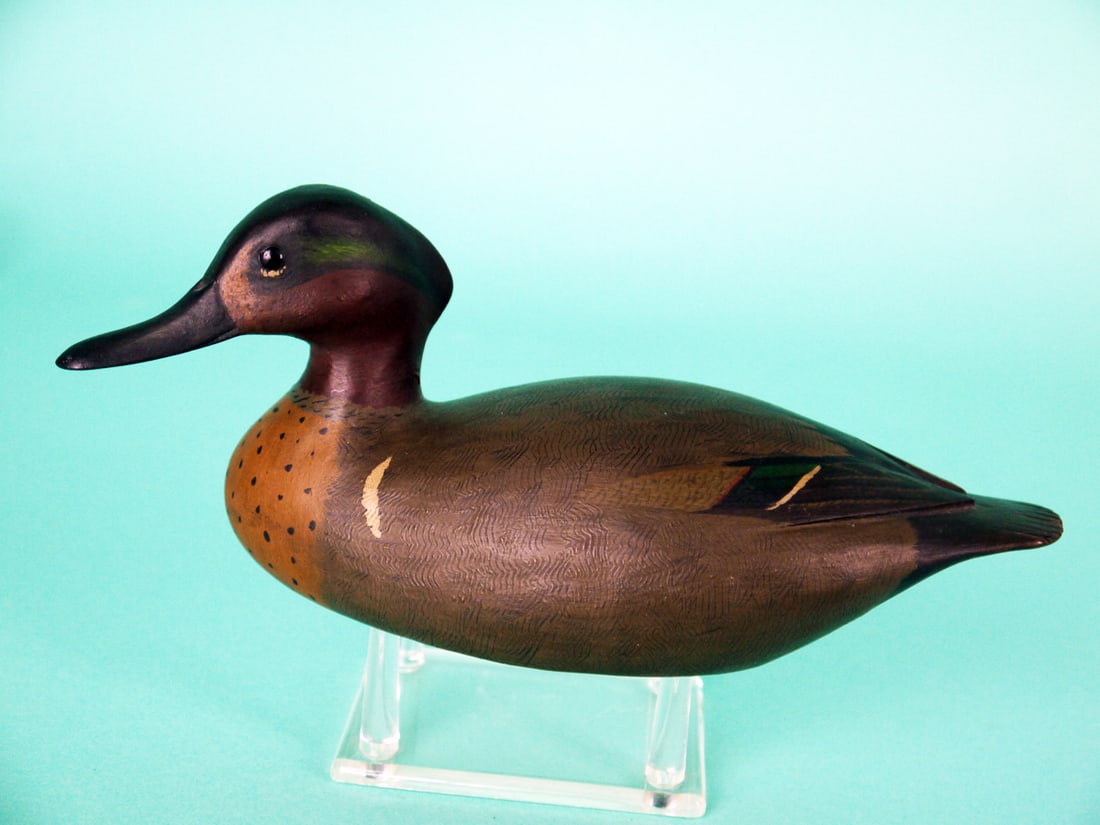 THREE-QUARTERS SIZE GREEN WING TEAL DRAKE, HILLMAN/WHITE (1 of 4)