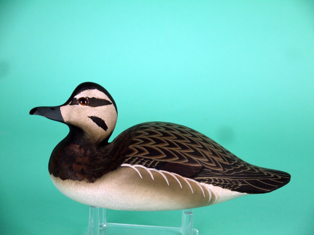 LONG TAILED HEN, W. CRANMER: FINE LONG TAILED HEN by William Cranmer, Beach Haven, NJ. Excellent original paint and structural condition. Detailed painted feather work to back. Head raised slightly upward. Retains glass eyes.