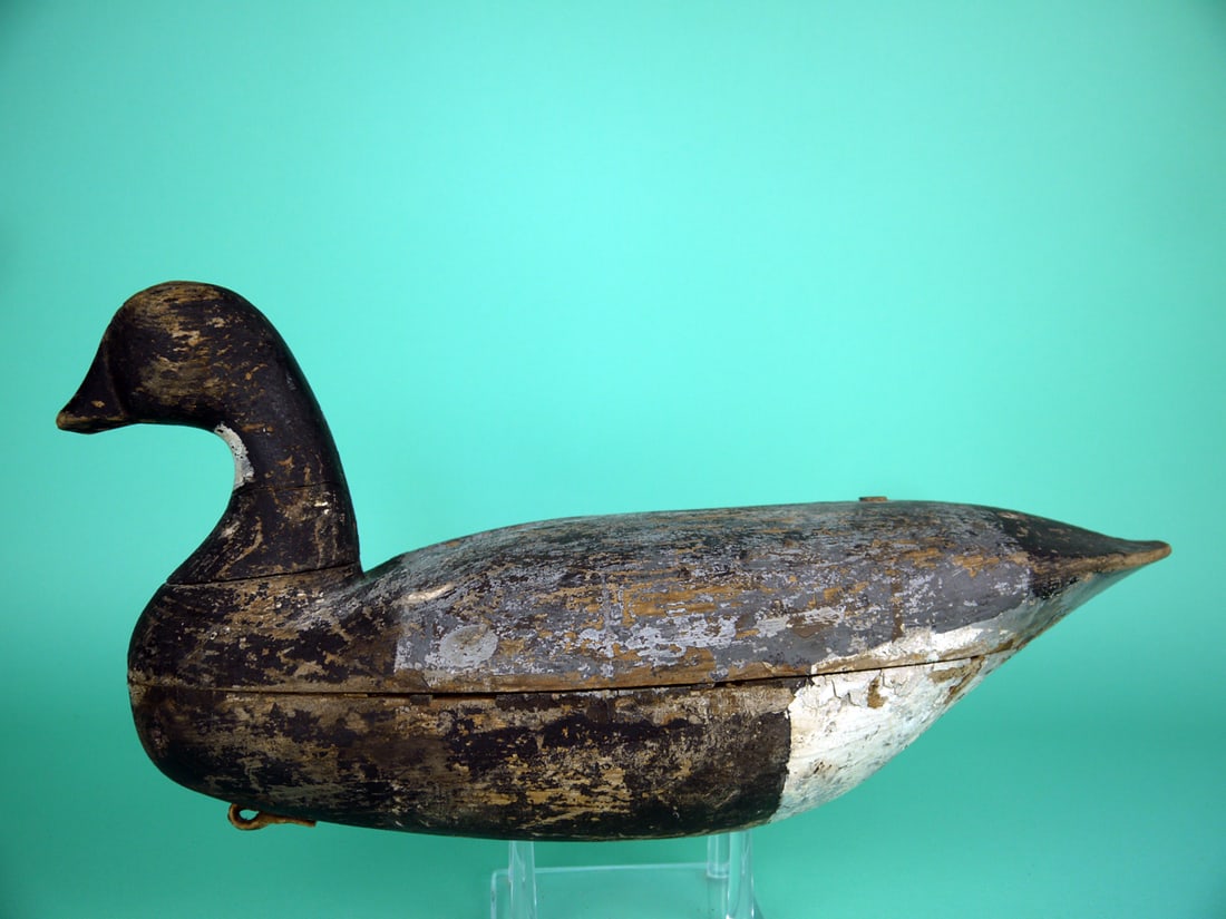 BRANT, J. KING: BRANT by Joe King, Manahawkin, NJ. Working paint and fair structural condition with gunning wear. Open seam and some wood loss to top of head. Chip to underside of bill. Deep ice groove. Retains