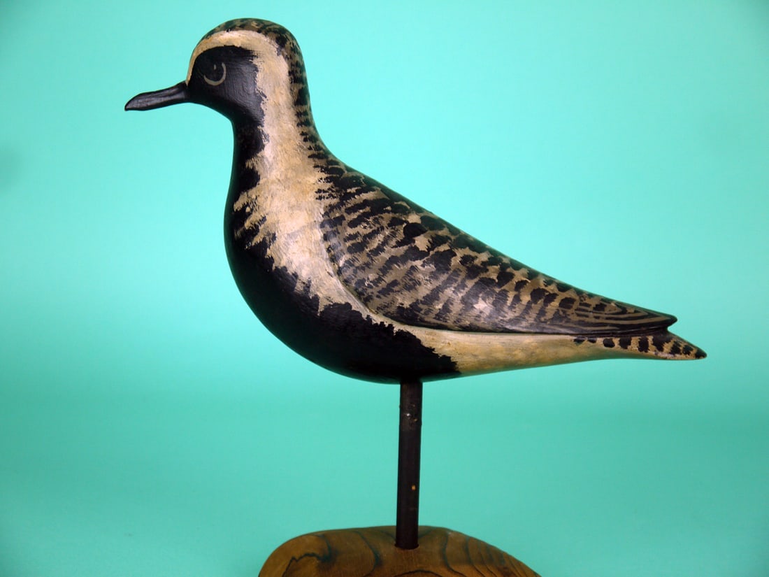 BLACK-BREASTED PLOVER, D. RHODES: BLACK-BREASTED PLOVER by Dave Rhodes, Absecon, NJ. Excellent original paint and condition. Relief-carved wings and raised, carved wing tips. Detailed painted feather work to back. Painted eye detail.