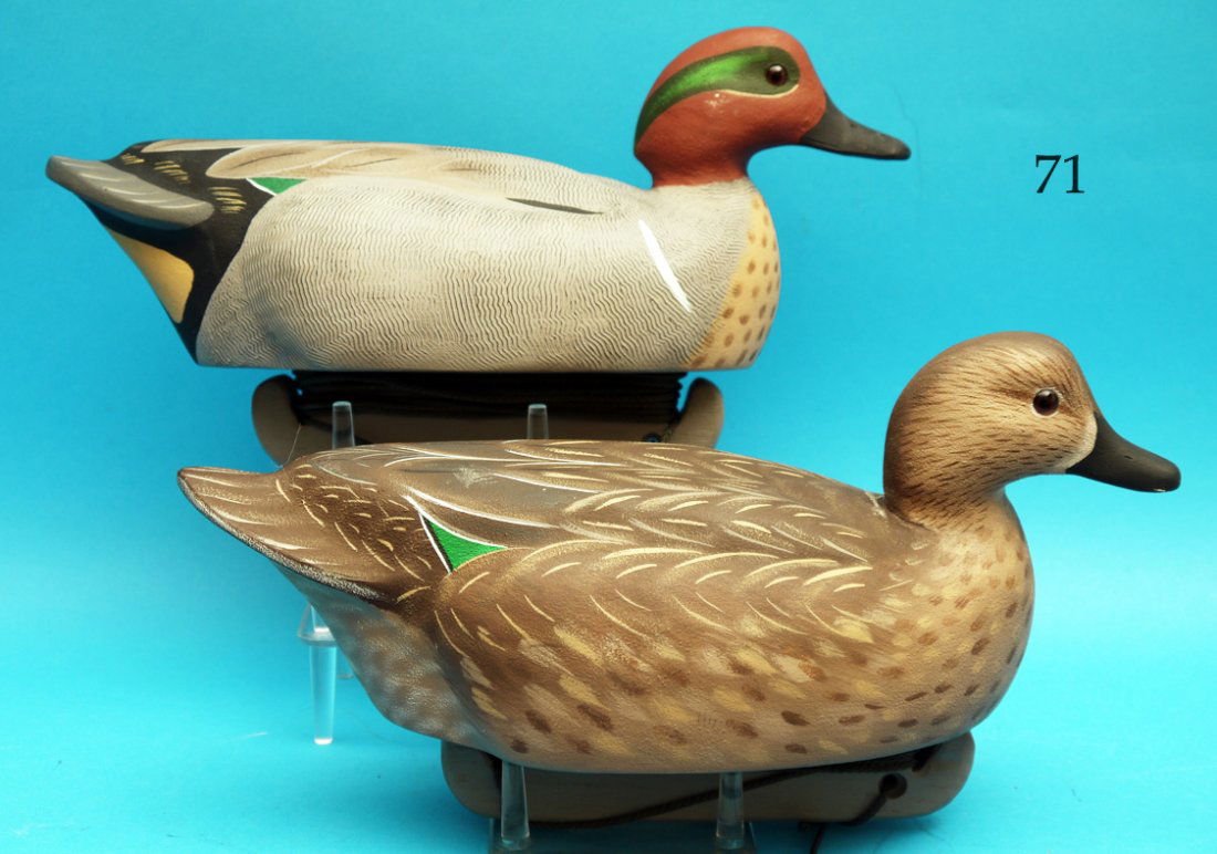 PAIR OF GREEN WING TEAL GUNNING DECOYS by the Thousand (1 of 1)